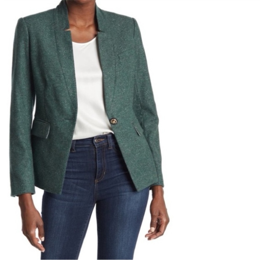 Veronica Beard upcollar Dickey Jacket, forest green, size 2, wool blend